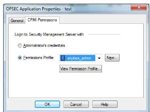 Figure 8: Check Point SmartDashboard - OPSEC Applications Properties dialog box - CPMI  Permissions tab 