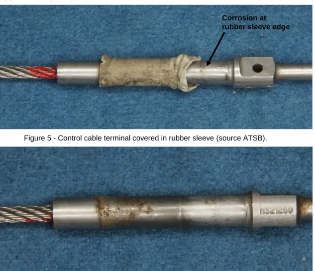 Figure 6 - Control cable terminal shown in figure 5, with rubber sleeve   removed (source ATSB)