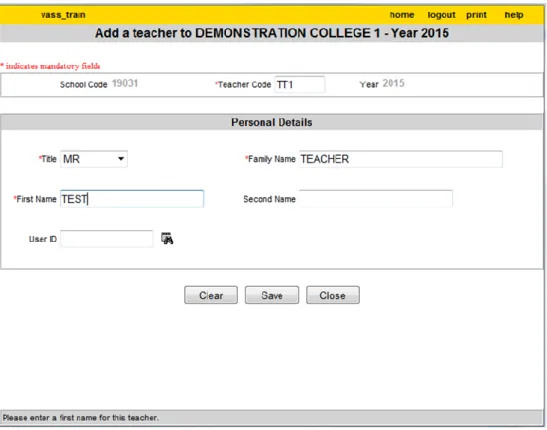 Figure 4: Add a teacher screen 