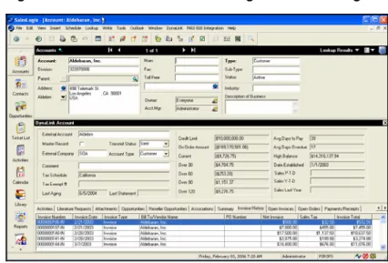Figure 7: Customer Information in Sage CRM SalesLogix 
