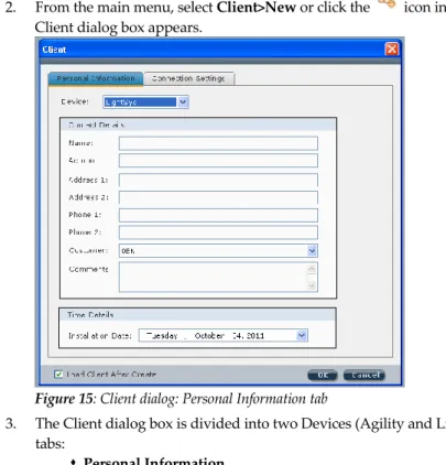 Figure 15: Client dialog: Personal Information tab 