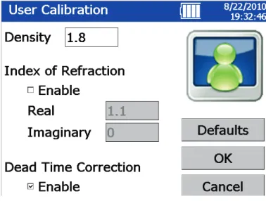 Figure 2. User Calibration screen 