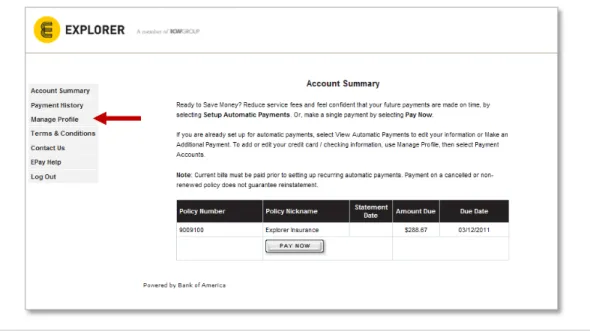 Figure 12 -   When you log in, the “landing page” displays your Account Summary. 