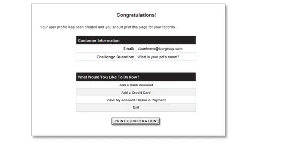 Figure 11 -   You are offered Congratulations upon your successful enrollment! 