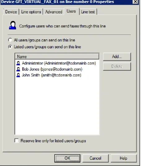 Table 6 - Fax line users 