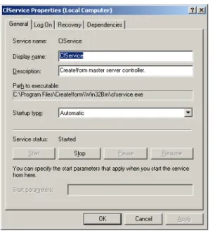 Figure 2-2: CfService Properties dialog