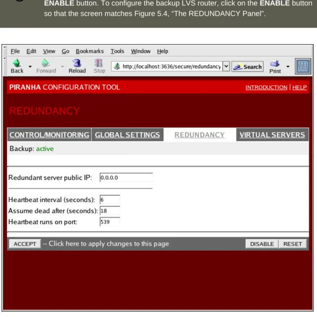 Figure 5.4. The REDUNDANCY Panel