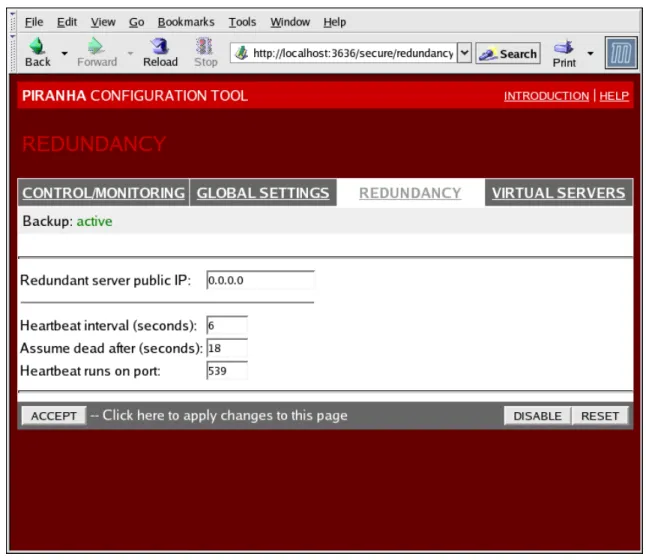 Figure 4.4. The REDUNDANCY Panel