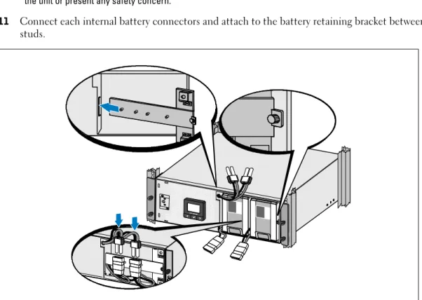 Figure 13. Replacing the Battery Retaining Bracket and Connecting the Internal Battery Connectors