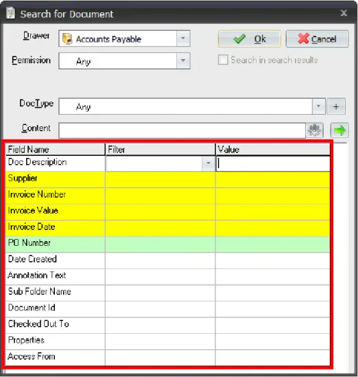Figure 3: Search for Document Dialog Box 