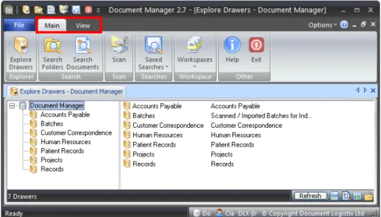 Figure 5: Tabs Highlighted in the Document Manager Window 