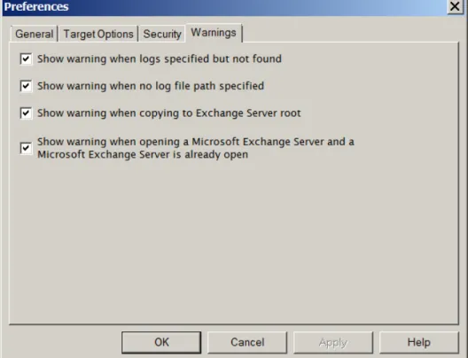 Figure 1-19: The Warnings tab in the Preferences dialog box To change the security preference settings