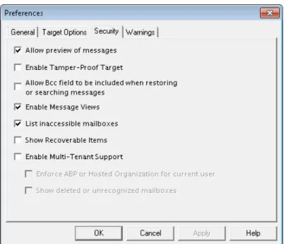Figure 1-18: The Security tab in the Preferences dialog box To change the security preference settings