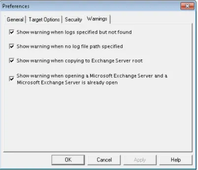 Figure 1-19: The Warnings tab in the Preferences dialog box To change the security preference settings