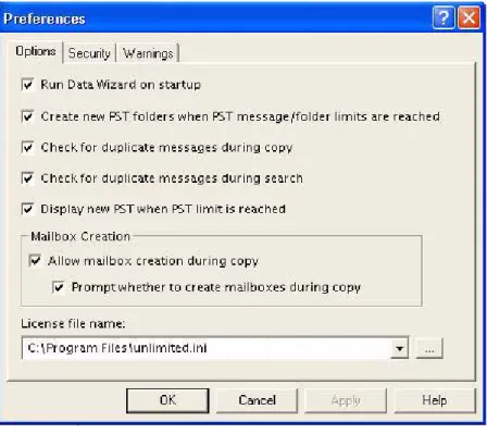 Figure 3-19. The Options Tab in Preferences