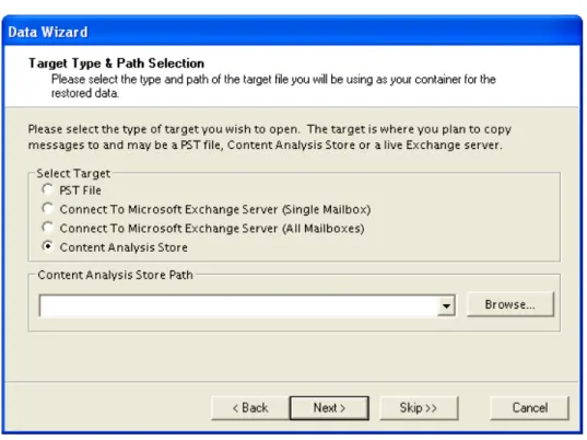 Figure 4-9. Select Content Analysis Store in the Target Type &amp; Path Selection