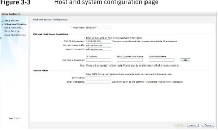 Figure 3-3 shows the Host and System Configuration page. The data entry fields are identified below the figure.