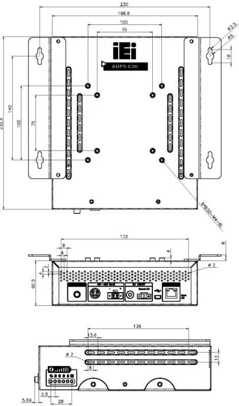 Figure 1-4: AUPS-C20 Dimensions (mm) 