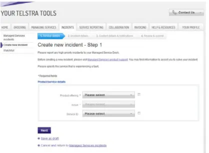 Figure 11: Create a new incident – Step 1 