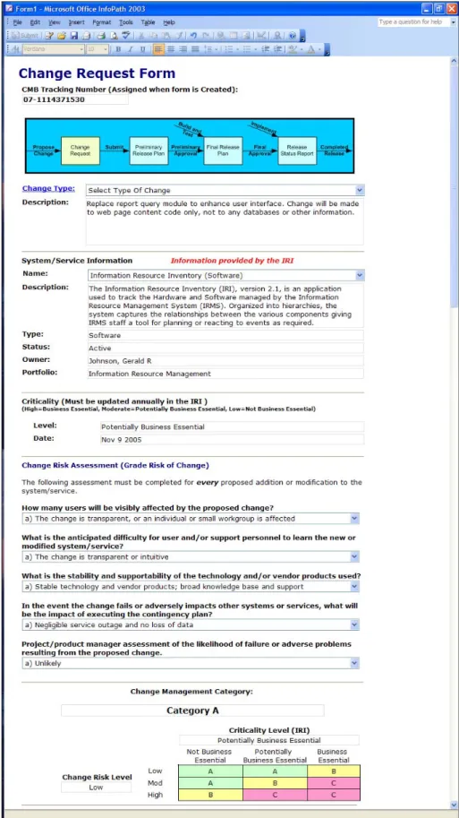 Figure 3. The Change Request form. 