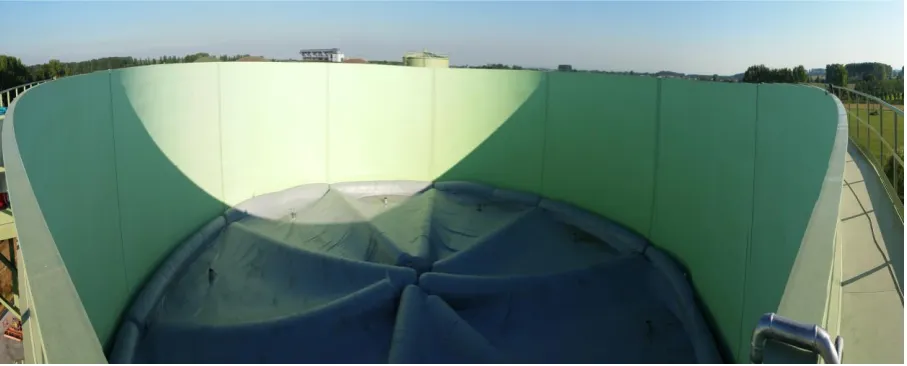 Figure 3: Rectangular lagoon covered with a pneumatic beam [5] derived from the Tensairity® concept with a total span of 45m (source: Maco Technology srl)