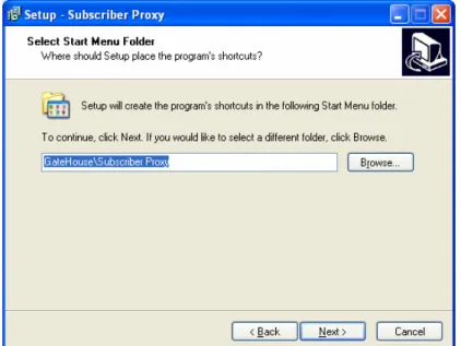 Figure 5: Select a Start Menu Group for the Application Shortcuts 