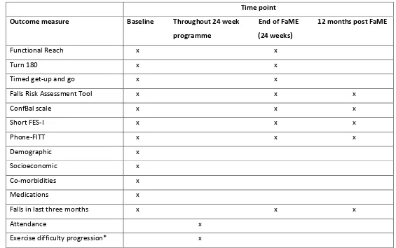 Table 1 – Overview of routinely collected quantitative data, collected by service providers at different time points 