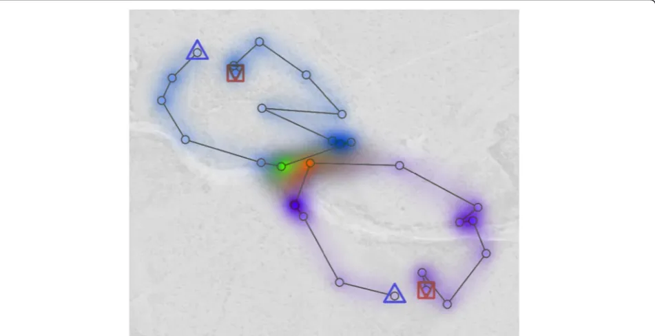 Figure 6 (after [190]). Two-dimensional kernels for trajectories that produce two-dimensional density surfaces