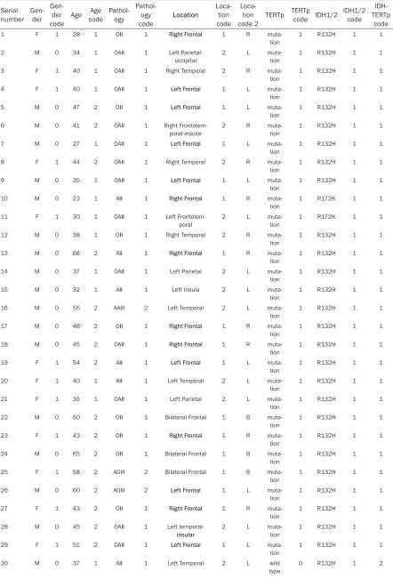 Table S1. Details about clinical and molecular data of 225 WHO grade II and III gliomas