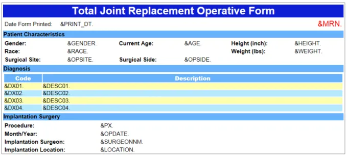 Figure 1. Requested Layout of the Web Report 