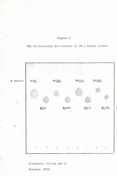 Figure 2TLC of monoepoxy derivatives of 18:3 methyl esters