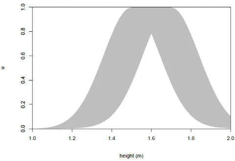 Fig. 1. Possible FOU for an IT2 Gaussian representing the concept of mediumheight (picture from [5])