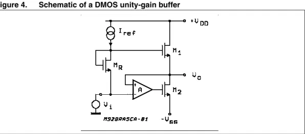 Figure 4. Schematic of a DMOS unity-gain buffer