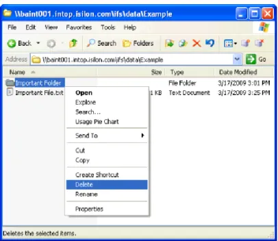 Figure 11 - User accidentally deletes a directory 