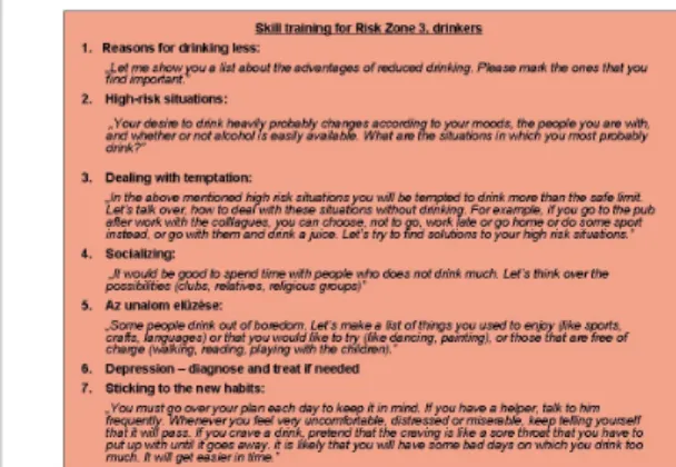 Figure 5.: Skill development in risk zone III Figure 6.: A list about the advantages of reduced alcohol consumption
