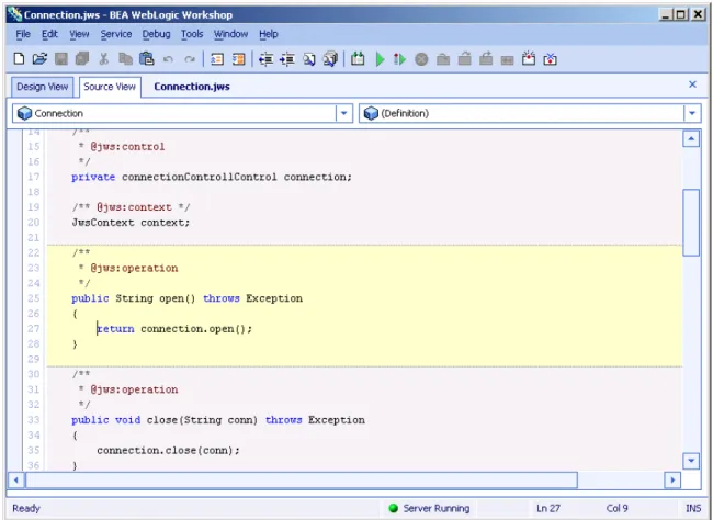 Figure 11:  Connection Web Service Source View 