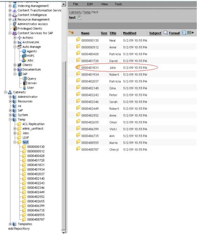 Figure 14 lists the folders that are created after the job that creates folders is executed successfully