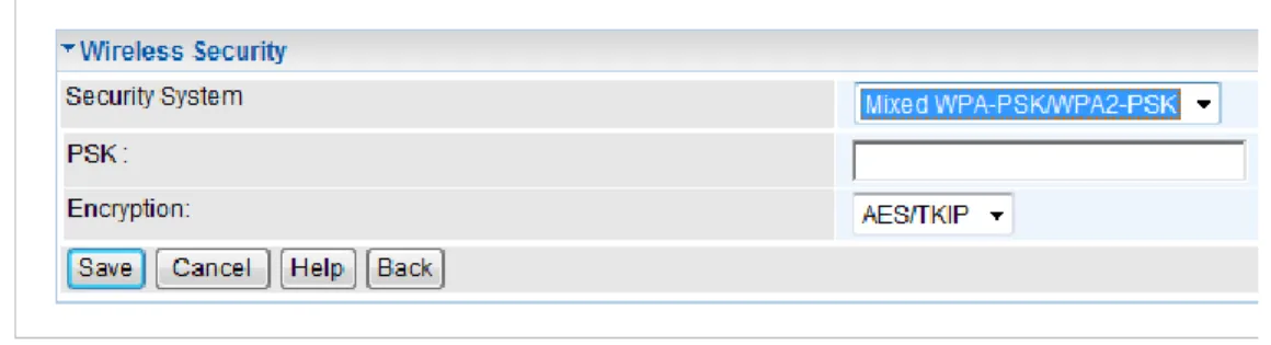 Figure 14: Mixed WPA-PSK WPA2-PSK Wireless Security Screen  Data - WPA2-PSK Screen  