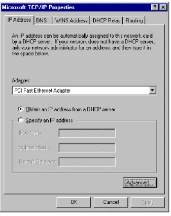 Figure 25: Windows NT4.0 - IP Address  3.  Select the network card for your LAN. 