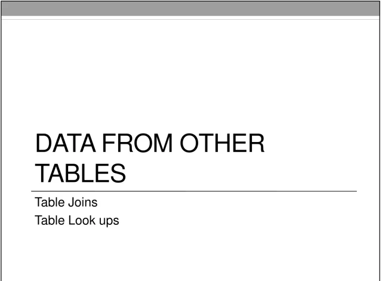 Table Joins  Table Look ups