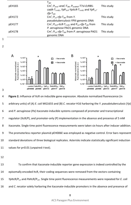 Figure 2. Influence of ItcR on inducible gene expression. Absolute normalized fluorescence (in 