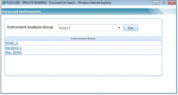 Figure 2.3:  Focussed Instruments PopUp Screen Field Description