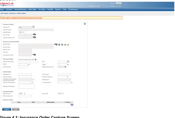 Figure 4.1: Insurance Order Capture Screen