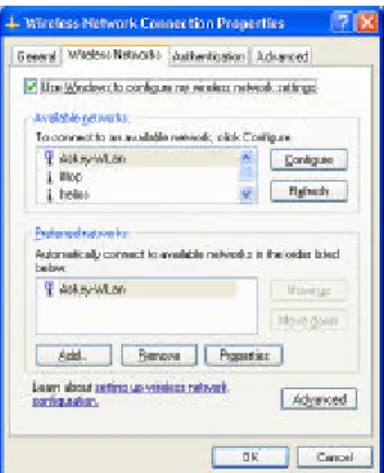 Figure 3-12  Windows XP Connection Properties-Wireless Networks
