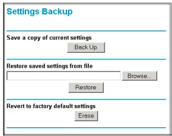 Figure 5-2:  Settings Backup menu