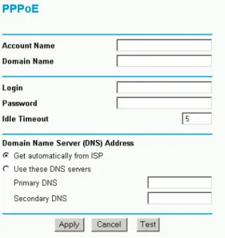 Figure 4-5. Setup Wizard menu for PPPoE login accounts