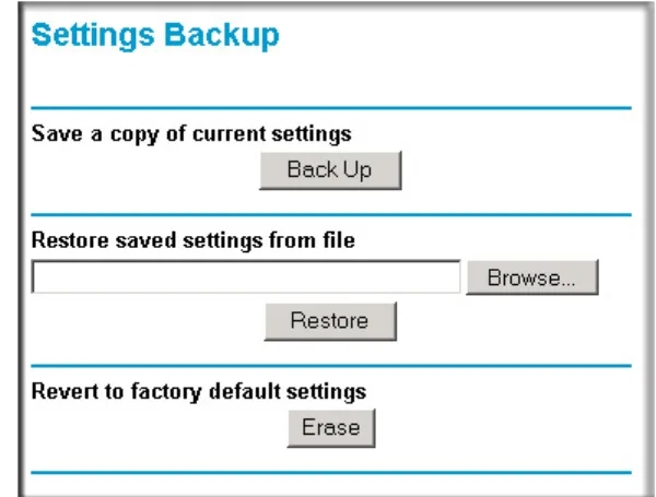 Figure 5-2:  Settings Backup menu