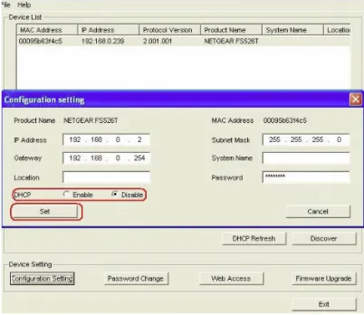 Figure 3-4:  Assigning the switch a static IP address