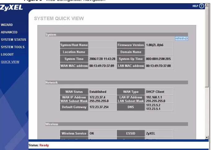 Figure 5   Web Configurator Navigation