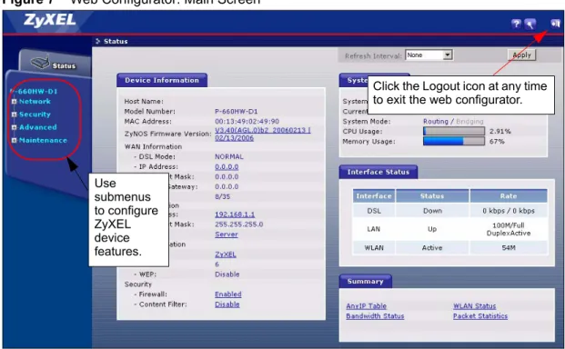 Table 3   Web Configurator Screens Summary